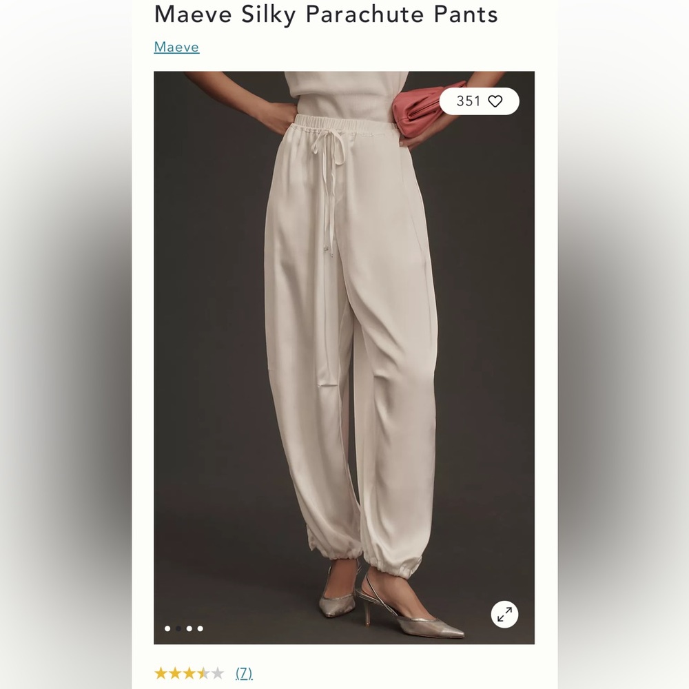 Anthropologie Maeve Silky Parachute Pants